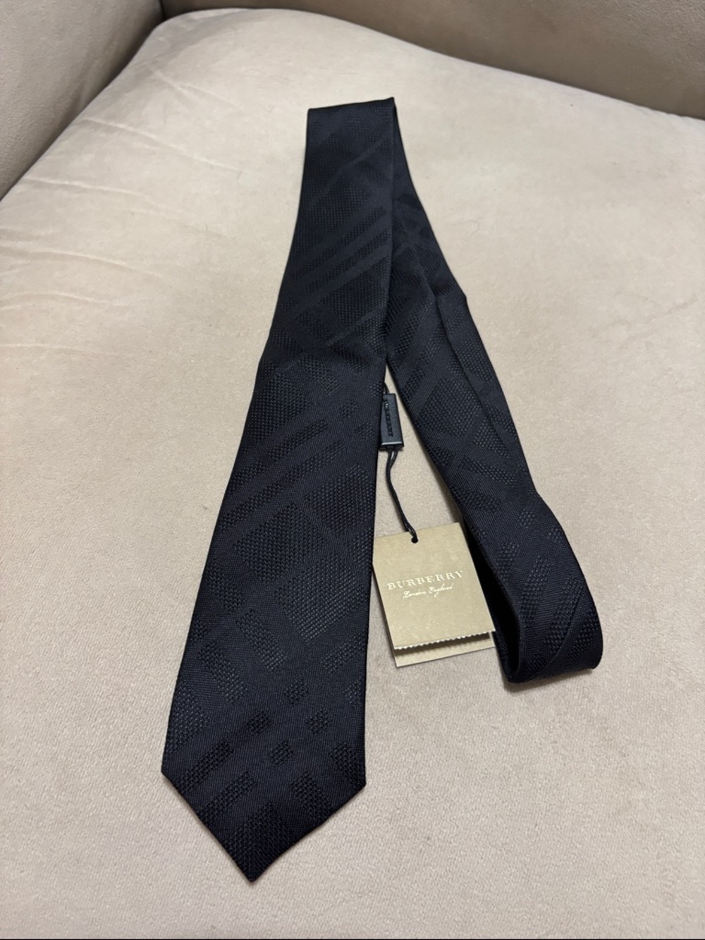 Burberry Black Check Silk Tie